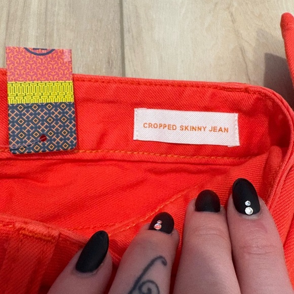 ⭐️ NWT- TORY BURCH ALEXA CROPPED SKINNY JEAN IN POPPY RED- size 30 - Picture 13 of 15